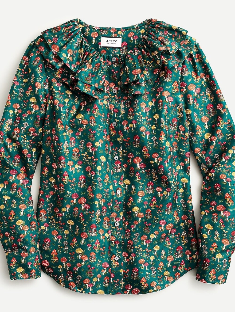 J Crew Collection Silk Twill Mushroom Blouse Small